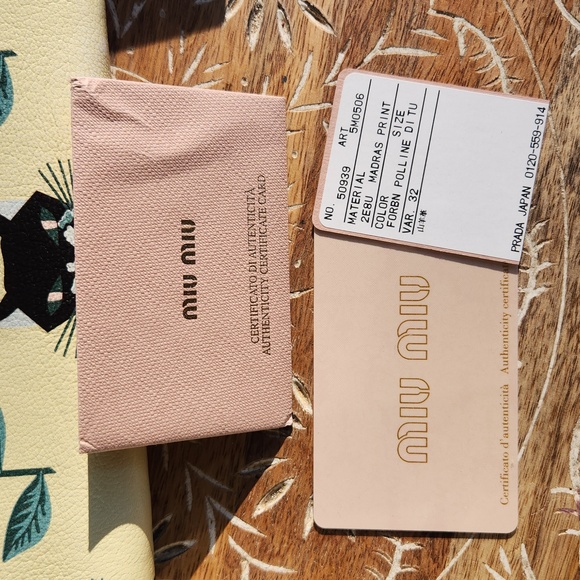 RARE Miu Miu Long Zip Wallet - Madras Print - Yellow with Black Cats - Picture 7 of 16